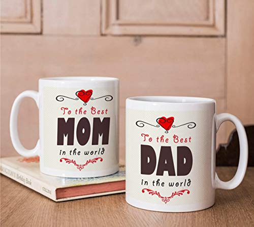 Tied Ribbons Birthday Anniversary Fathers Day For Mom Dad Parents Useful Gifts  Set Of 2 Printed Coffee Mug