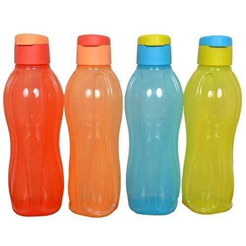 Tupperware Aquasafe Flip Top Bottle 1 L Each, Multicolor Set Of 4