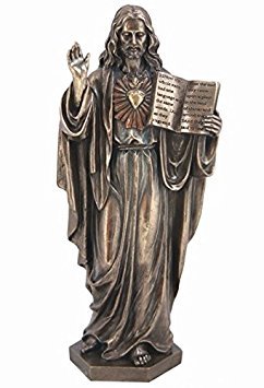 US 6.5 Sacred Heart of Jesus with Old Testament Cold Cast Bronze Statue