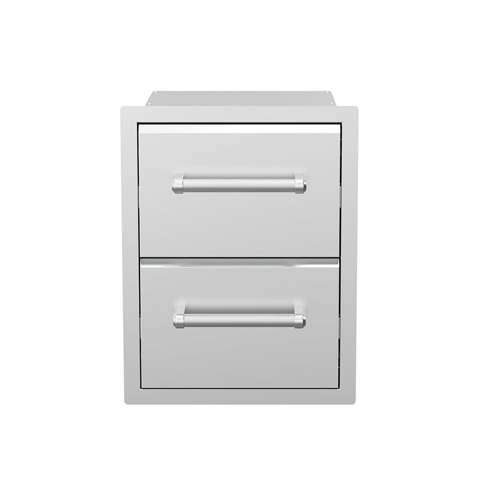 Spire Vertical Double Drawers (10''/10''), Stainless Steel, Universal Mount, Perfect For Outdoor Kitchens, Grilling, Bbq, Cookin