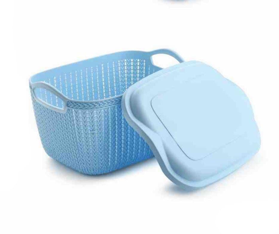 Utensilbay Plastic Storage Basket With Lid, Multipurpose Mesh Organizer Bin With Handle, Ideal For Home, Kitchen, Bathroom, Pant