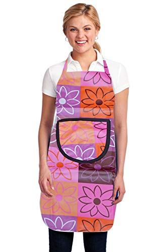 Pct Non Woven Designer Printed Kitchen Apron For Cooking | Free Size Laminated Waterproof Chef Women Apron With Center Pocket |