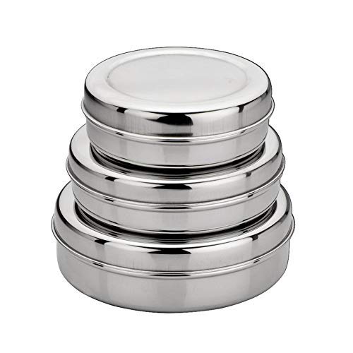 Bartan Star Belly Shape Stainless Steel Dabba Set 3 Pcs (250Ml,350Ml,450Ml)
