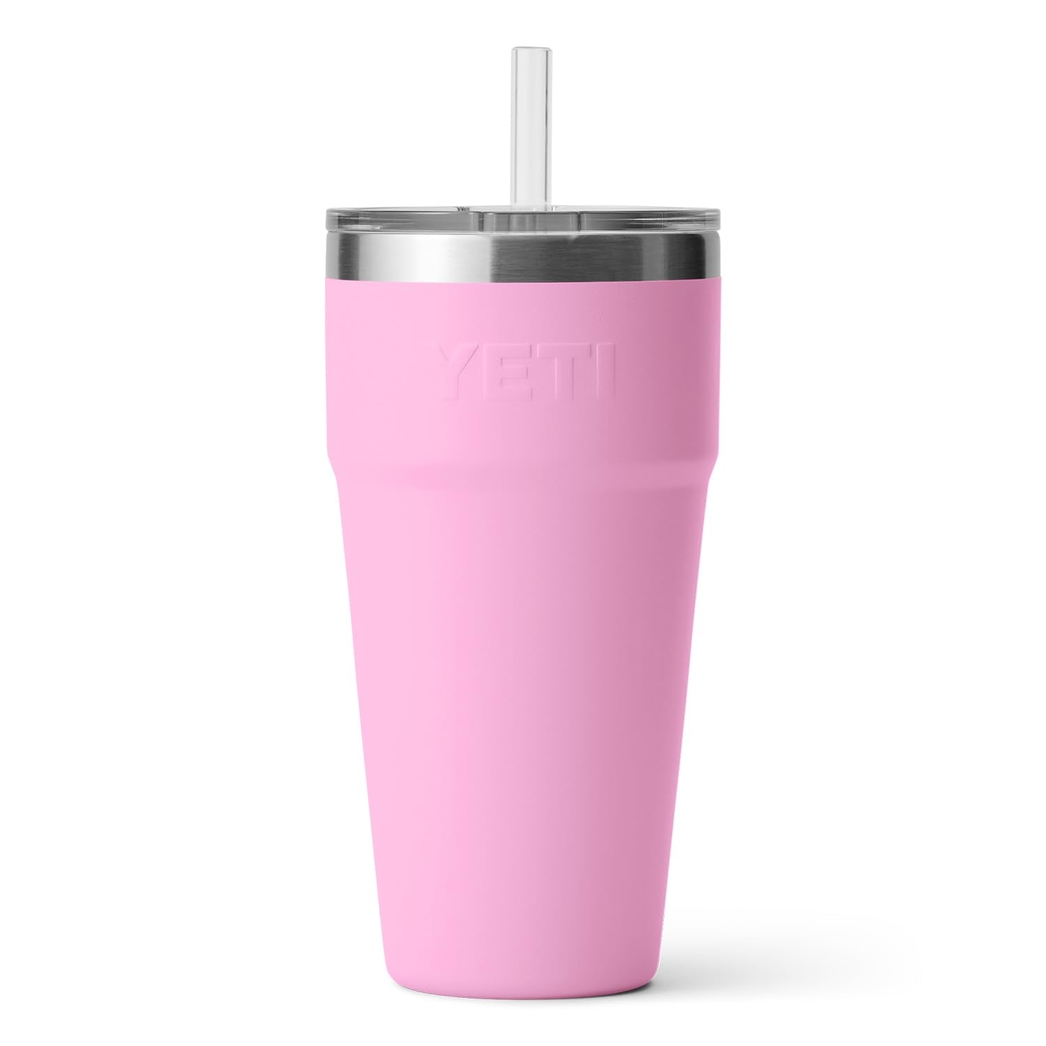 Yeti Rambler 26 Oz Straw Cup, Vacuum Insulated, Stainless Steel With Straw Lid, Power Pink
