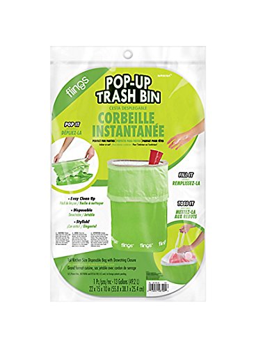 Amscan Flings Kiwi Trash & Recycling Bin - 13-Gallon Plastic - Ideal for Parties & Events - Model 130109.53