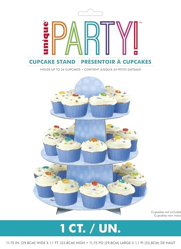 Unique Polka Dot Cardboard Cupcake Stand  13.5'' x 11.75''  Baby Blue