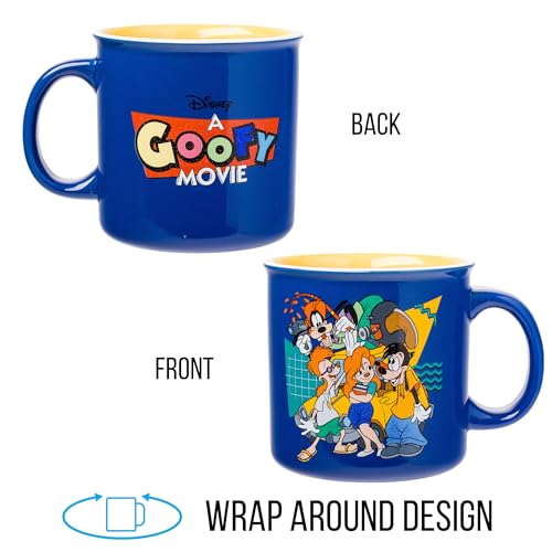 Silver Buffalo Disney A Goofy Movie Retro Featuring Roxanne, Max Goof, And Bobby Zimmeruski Ceramic Camper Mug, 20 Ounces