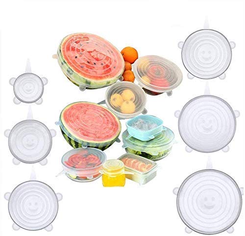 GKARUNA Silicone Lids Reusable Washable Flexible Covers for Rectangle Round Square  Bowls Dishes Plates Cans Jars Glassware an