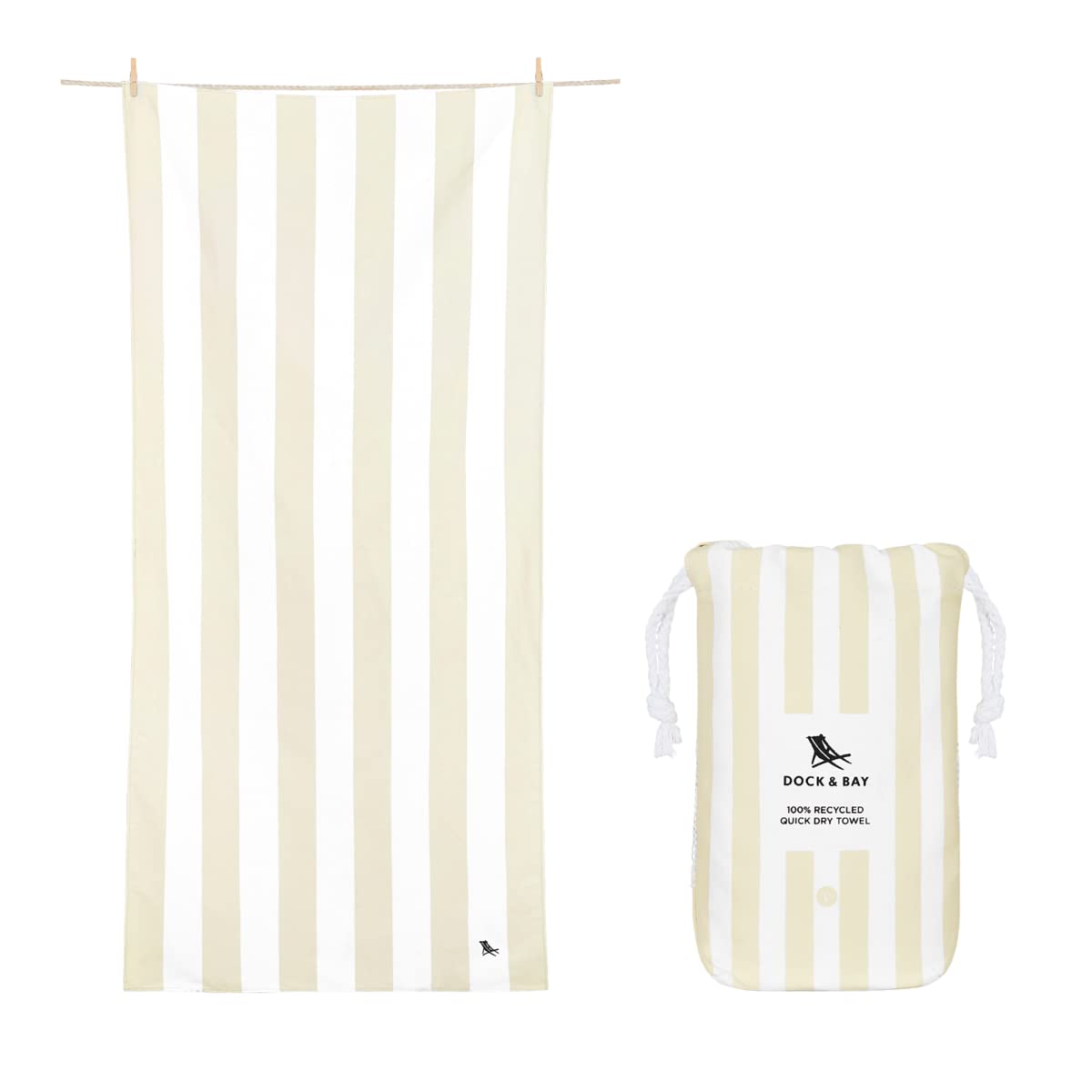Dock & Bay Customized Beach Towel - Quick Dry, Sand Free - Compact, Lightweight - 100% Recycled - Includes Bag - Cabana - Bora B