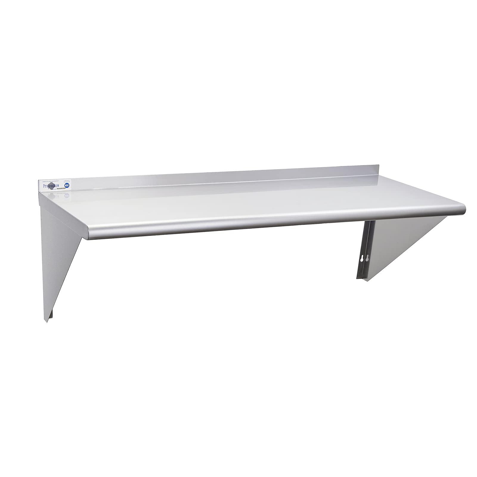 Profeeshaw Nsf Stainless Steel Shelf 18 X 48, 400 Lb Commercial Shelves Wall Mounted Metal Shelving With Backsplash And 2 Bracke