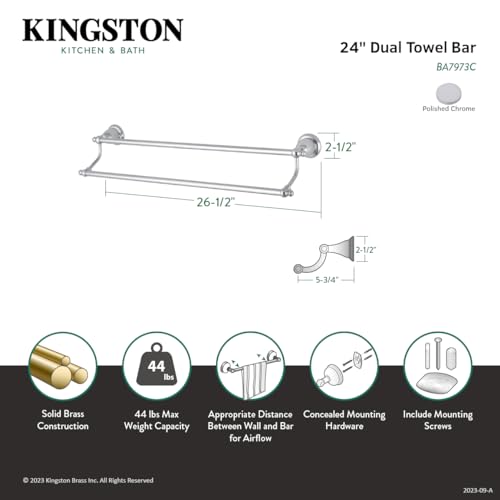 Kingston Brass BA7973C English Vintage 24'' Dual Towel Bar  Polished Chrome