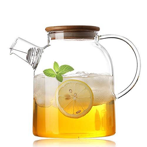 Water Jug 1.8 Litre, Stainless Steel/Wooden Lid Air Tight Lid,Iced Tea Pitcher, Water Jug, Hot Cold Water, Milk And Juice Bevera