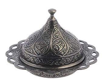 Alisveristime Handmade Turkish Tea Water Zamzam Serving Set Glasses Saucer, Tray And Spoon (Authentic Black)