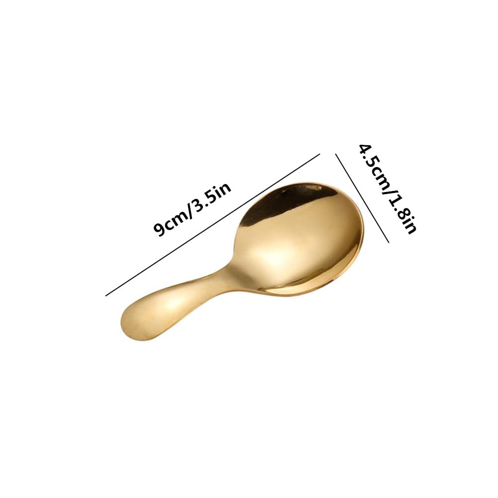 3Pcs Stainless Steel Mini Scoop For Canisters With Short Handle, Gold Mini Feed Spoon For Ice Cream Melon Baller, Short Handle S