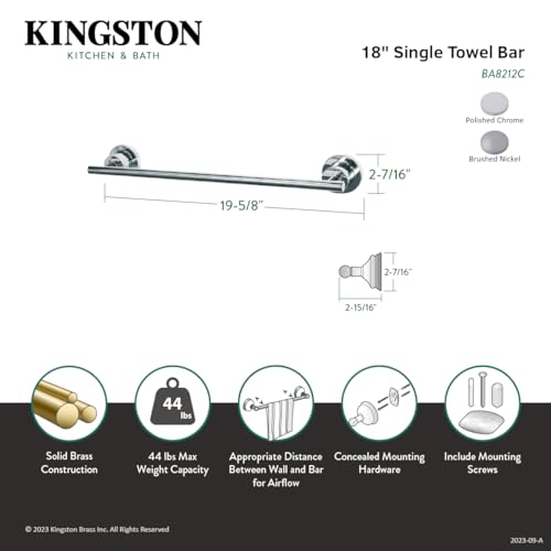 Kingston Brass BA8212SN Concord 18'' Towel Bar  Brushed Nickel