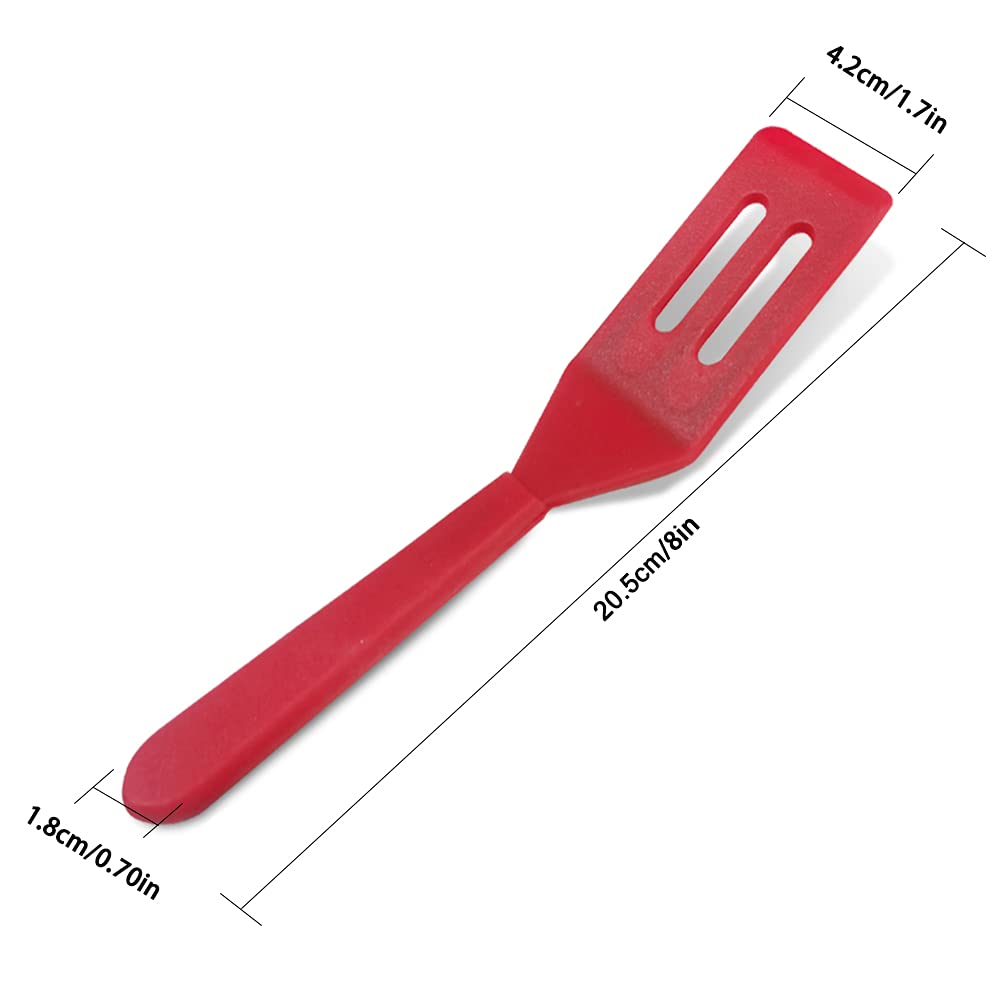 Dland 2 Pcs Mini Spatula Serving Spatula Flexible Nonstick Silicone Heat-Resistant Cookie Spatula Slotted Spatula For Flip Egg I