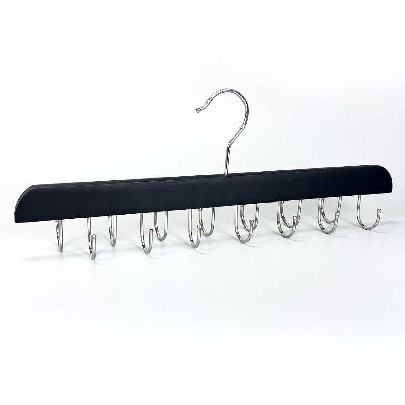 Barhary Bra And Tank Top Closet Organizer Hangers, 1 Pack With 14 Hooks, Foldable Wooden SpaceSaving Hanger, 360 Rotating Clos