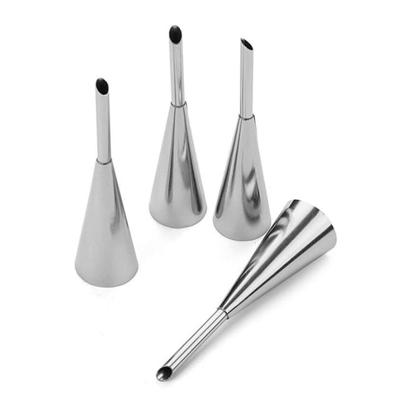 4 Pcs Buttercream Frosting Pipe Nozzle Skills, Professional Stainless Steel Long Cream Puff Adornment Small Cakes Muffin Nozzle