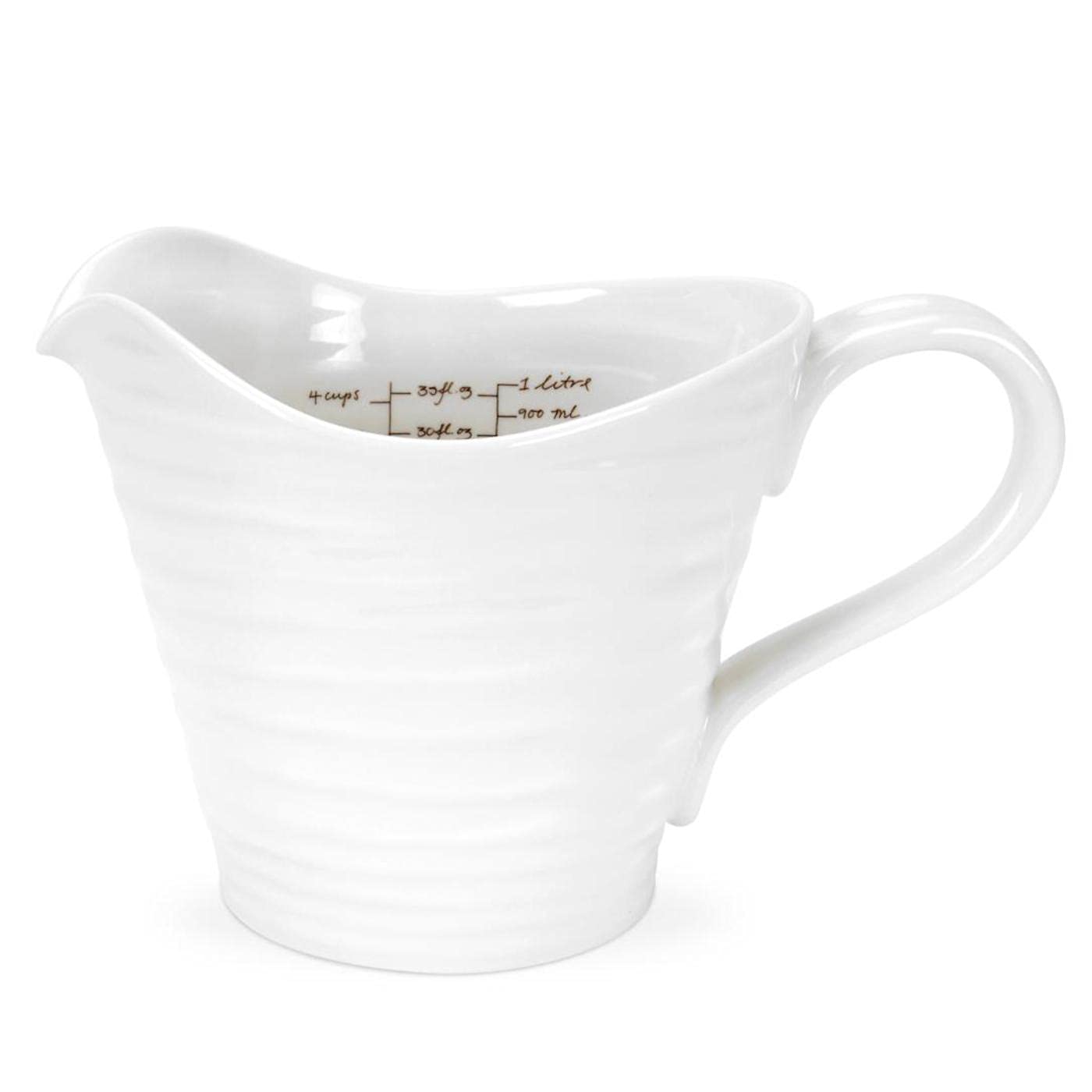 Portmeirion Sophie Conran White Measuring Jug | 6 Inch Measuring Jug For Kitchen And Baking | 32 Ounce Capacity | Made From Fine