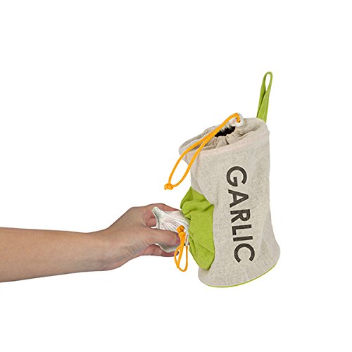 Evriholder Garlic Keeper, Double Drawstring Feature Protects From Light And Delays Spoilage Sprout-Free Vegetable Storage Bag, 1