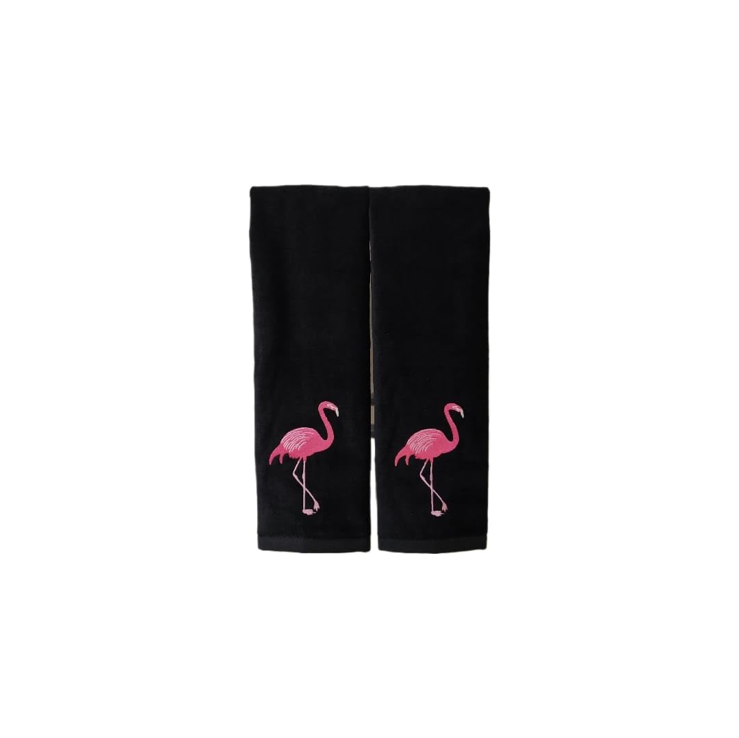 2 Pack Hot Pink Filamingo Hand Towels, 100% Soft Cotton, Basket Stuffers, (12X20 Inches) Decor Hand Towels Gift Packed, Decorati