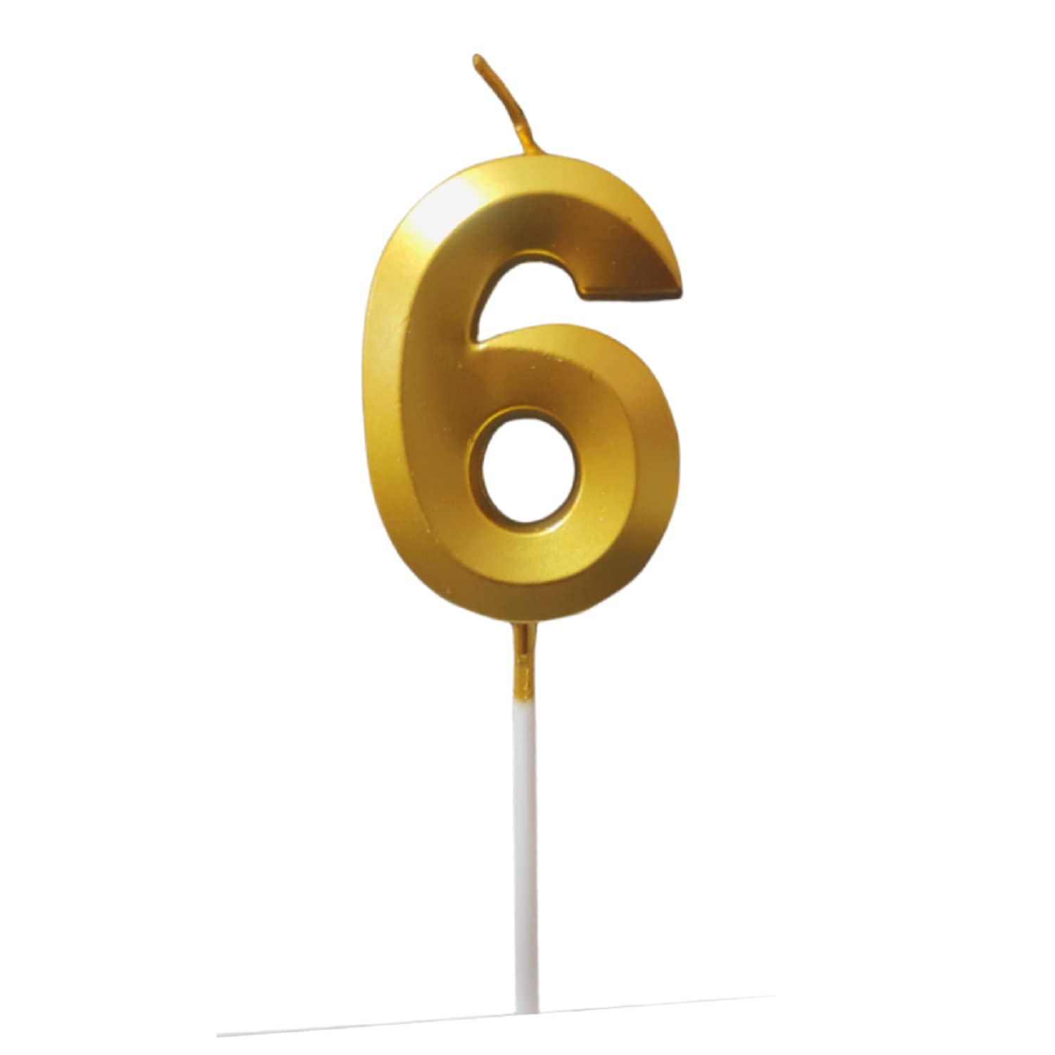 Party Decorz Number 6 Gold Candle | Six Number Candle |Number 6 Metallic Gold Candle for Birthday,Anniversary, Surprise Party Ca