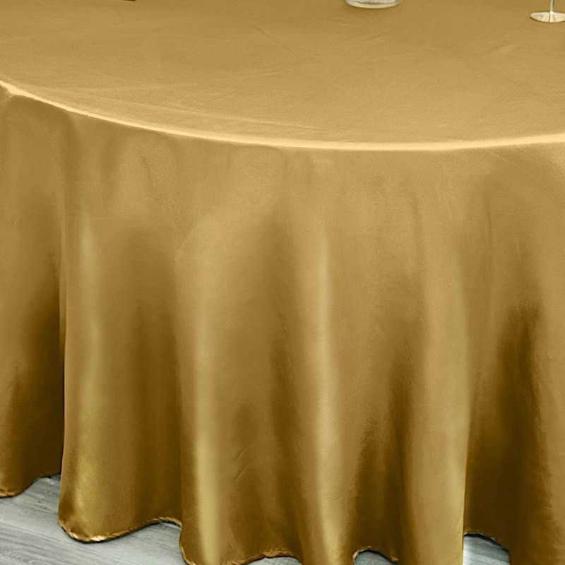 Balsacircle 120 Inch Gold Satin Round Tablecloth Table Cover Linens For Wedding Table Cloth Party Reception Events Kitchen Dinin