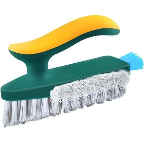 UCRAVO 1pc Scrub Brushes with Squeegee, Bathroom Cleaning Brushes, V-Shape Stiff Bristles Hand Scrubbing Brush for Cleaning, Sma