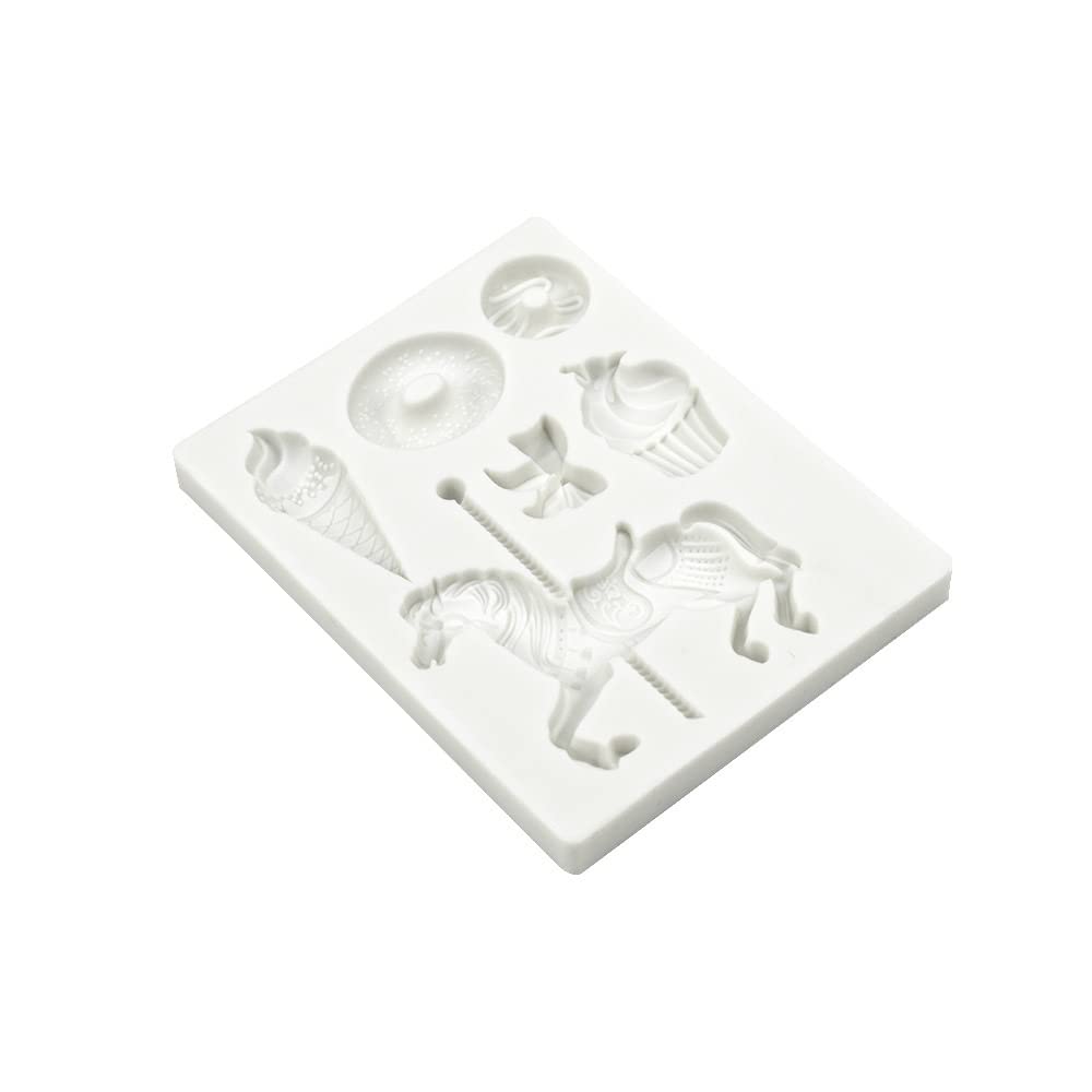 3D Carousel Horse Silicone Molds For Diy Fondant Candy Making Chocolate Mold Desserts Ice Cube Gum Clay Biscuit Plaster Resin Cu