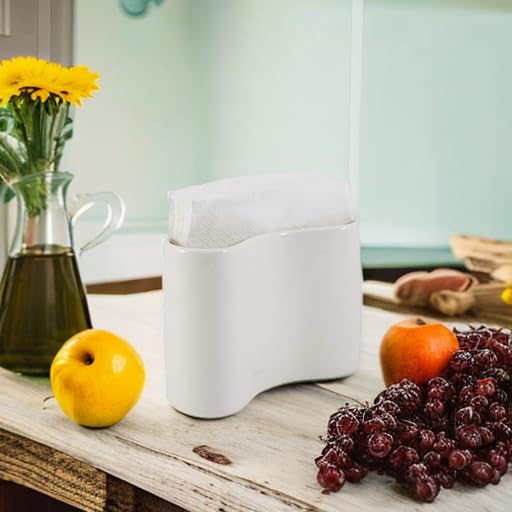 Scarlettwares Napkin Holder For Table Kitchen Paper Linen Cloth Napkins Upright Stand Up Sturdy Stylish Modern Compact Ceramic W