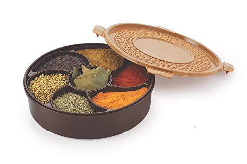 Household Culture Dabba For Keeping Spices | Spice Box For Kitchen | Plastic Wooden Style Masala Box | Masala Container | Masala