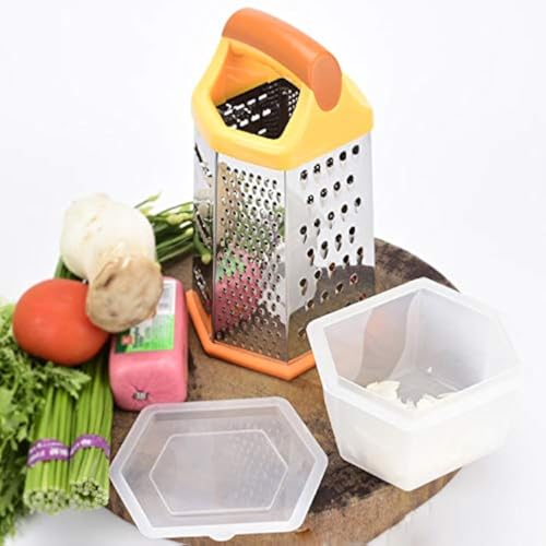 Bagonias 6Sided Multipurpose Stainless Steel Grater, Slicer & Shredder For Vegetables, Cheese & More  Includes Storage Containe