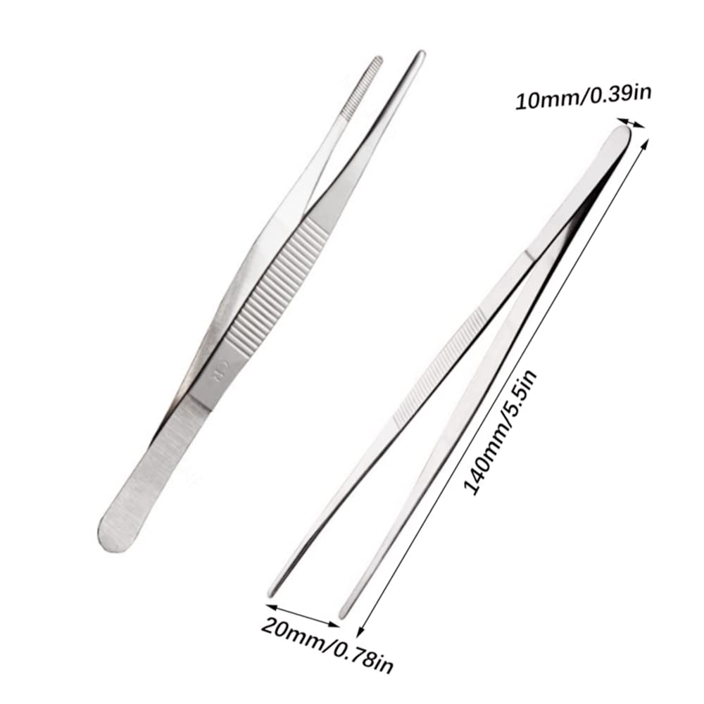 4 Pcs 5.5In/14Cmfood Tong Stainless Steel Cooking Tweezers Fine Tweezers, Kitchen Tweezers, Food Tweezers With Precision Serrate