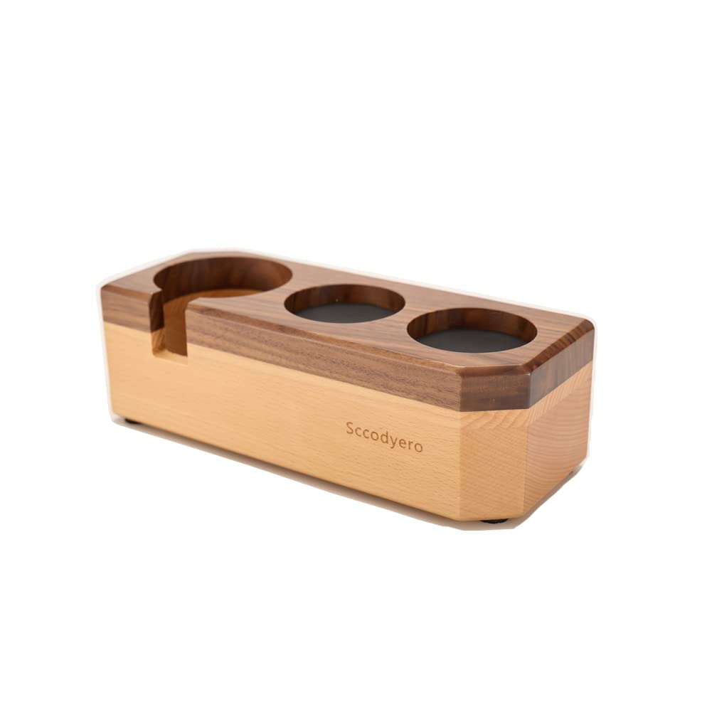 Tamping Station Wood Tamper Station Espresso Tamper Stand Anti-Slip Wooden Tamper Holder Station For 51/54/58Mm Portafilters, Ta