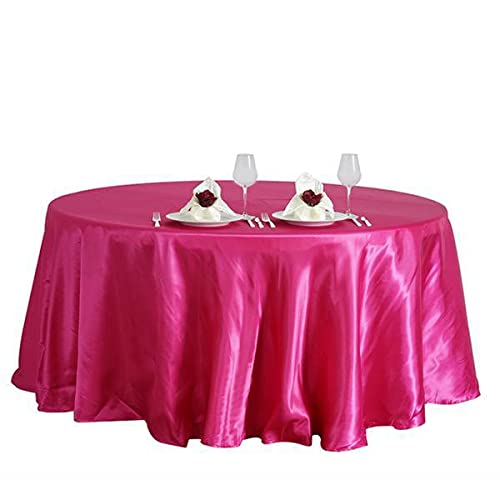 Balsacircle 108-Inch Fuchsia Round Satin Tablecloth Table Cover Linens For Wedding Party Catering Kitchen Dining Events Kitchen