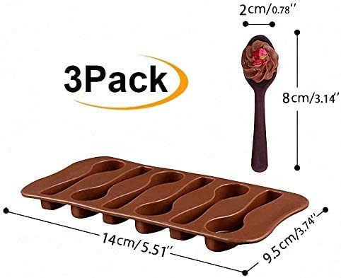 Spoon Shaped Chocolate Silicone Mold 3Pcs-6 Cavity Hot Chocolate Spoon Molds For Hot Cocoa & Coffee Butterscotch Handmade Chocol