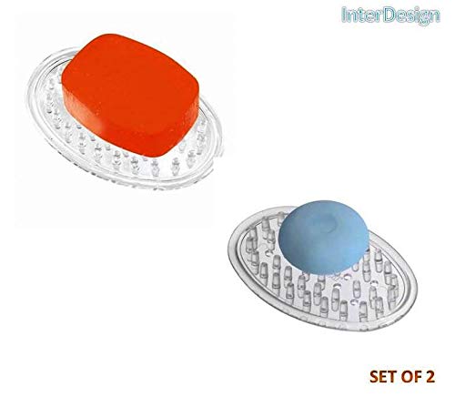 Idesign Plastic Soap Saver, Holder Tray For Bathroom Counter, Shower, Kitchen, 075 In X 325 In X 475 In, Clear