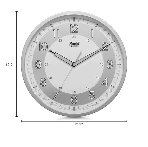 Ajanta Plastic Night Glow Modern Clock Radium Analog Wall Clock (310X44X310Mm, Silver)