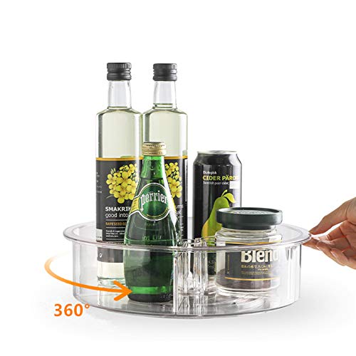 Slideep Plastic Round Lazy Susan Rotating Turntable Food Storage Container For Cabinet, Pantry, Refrigerator, Countertop, Spinni