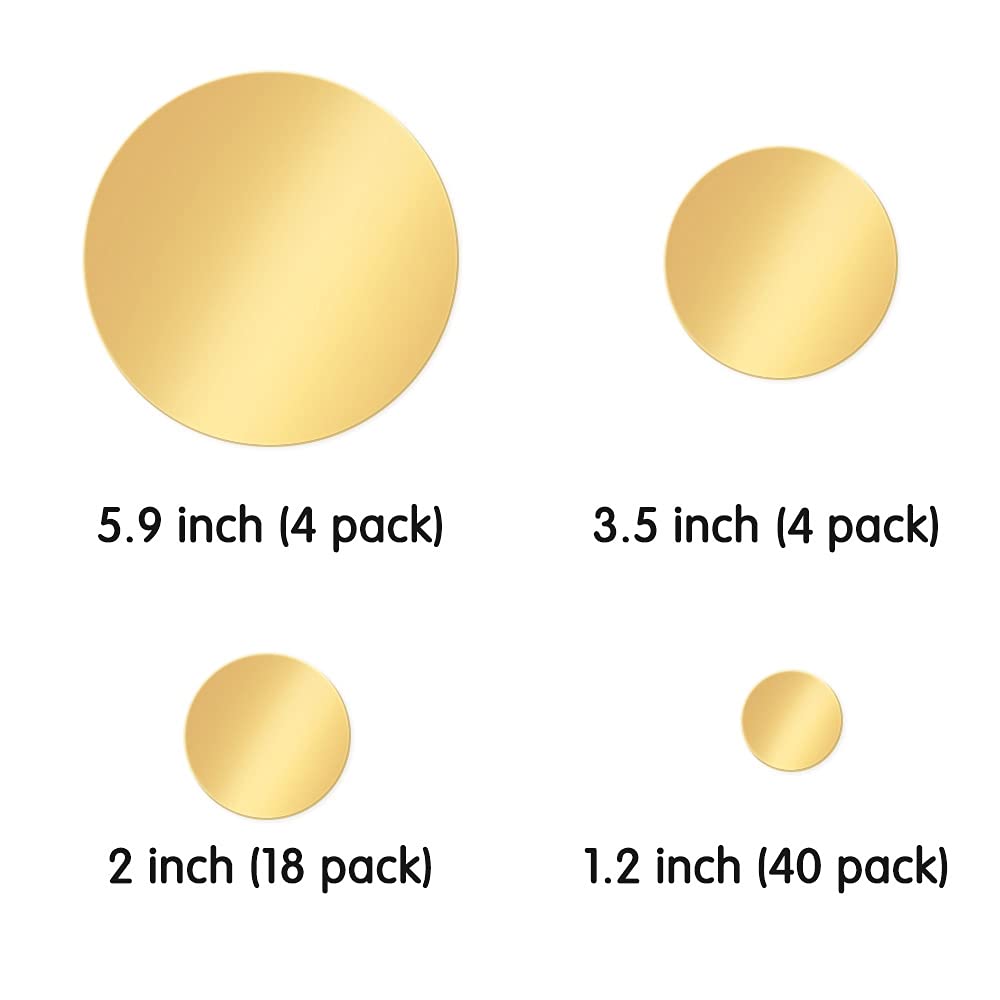 66 Pieces Gold Mirror Wall Decor Living Room, Circle Wallpaper For Kitchen, Hallway Polka Dot Wall Decals, Funny Wall Stickers F
