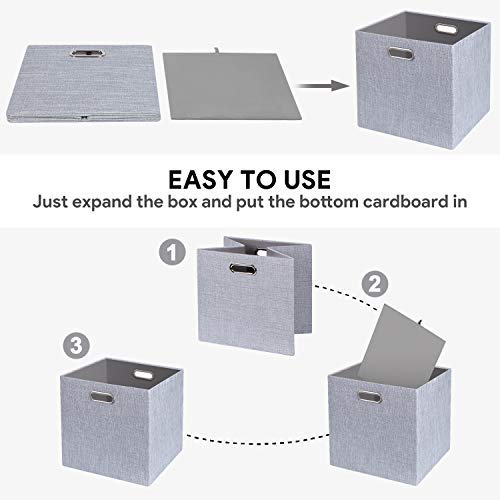Posprica 3X Thicker Fabric Storage Cubes 13 inch Collapsible Storage Bins for Organization  Cubby Storage Baskets for Organizing Shelf Cabinet Bookcase Boxes  Set of 4  Sliver Grey