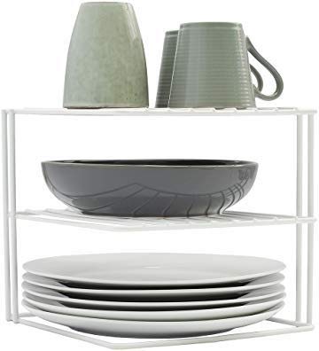 Pikify Iron Combo Pack Multipurpose Kitchen Plate Dish Corner Shelf Rack Stand Organiser For Home Bathroom Living Room (25 * 25 