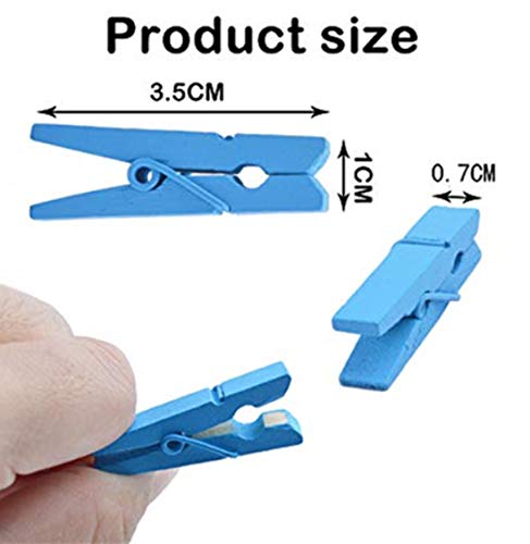 DurReus Wood Clothes Pins for Crafts Party Decor Small Clips Hold Card with Jute Twine Dark Blue Pack 50