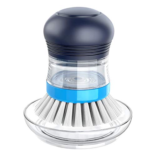 Mrsiga Soap Dispensing Palm Brush Storage Set, Kitchen Brush With Holder For Pot Pan Sink Cleaning, 1 Set