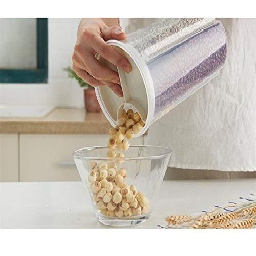 Mir Transparent Plastic Cereal Dispenser Storage Jar Box Container Food Storage Dispenser Airtight Container Jar With 3 Grid Foo