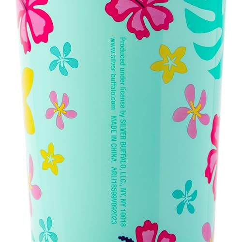 Silver Buffalo Disney Lilo And Stitch Aloha Double Walled Tumbler With Straw, 22 Ounces