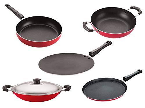 Nirlon NonStick Aluminium Cookware Gift Set Of 5 Pieces (26_Ct_Kd12_Ch_Ft11_Fp12)