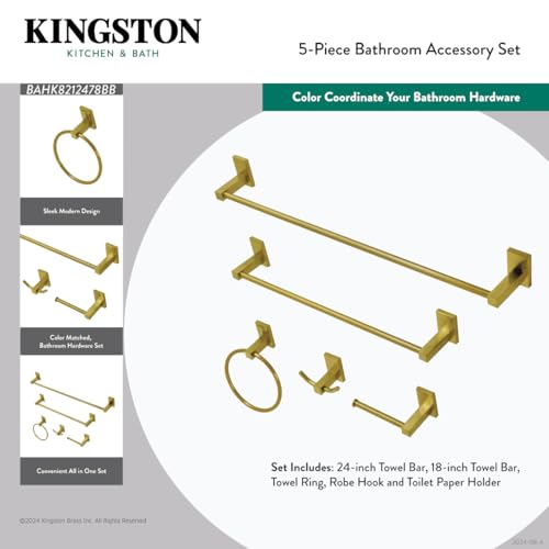 Kingston Brass BAHK8212478MB 5-Piece Bathroom Accessory Set  Matte Black