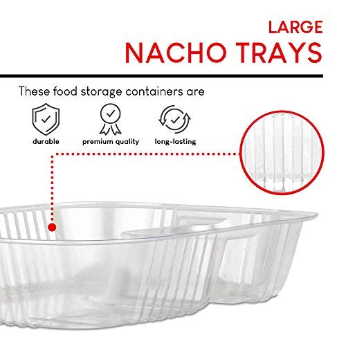 22Oz Plastic Nacho Trays (100 Pack) Large Disposable Tray For Nachos & Cheese Dip, Concession Stand Supplies, Movie Night Snacks