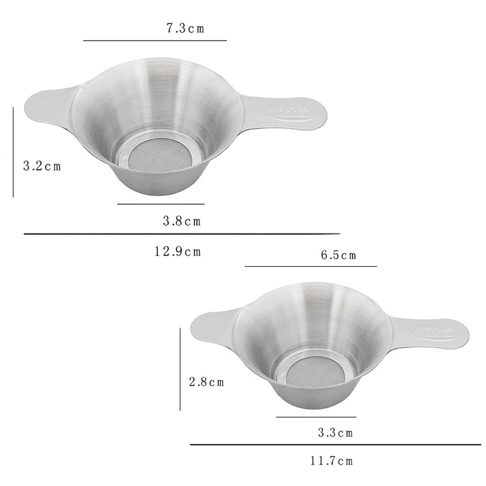 2Pcs Stainless Steel Mini Strainer Fine Mesh Tea Leaf Funnel Tea Filter Infuser Tea Ceremony Accessories With Double Handle, 2 S